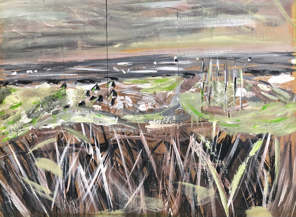 abstract painting of grass by marcella van zanten